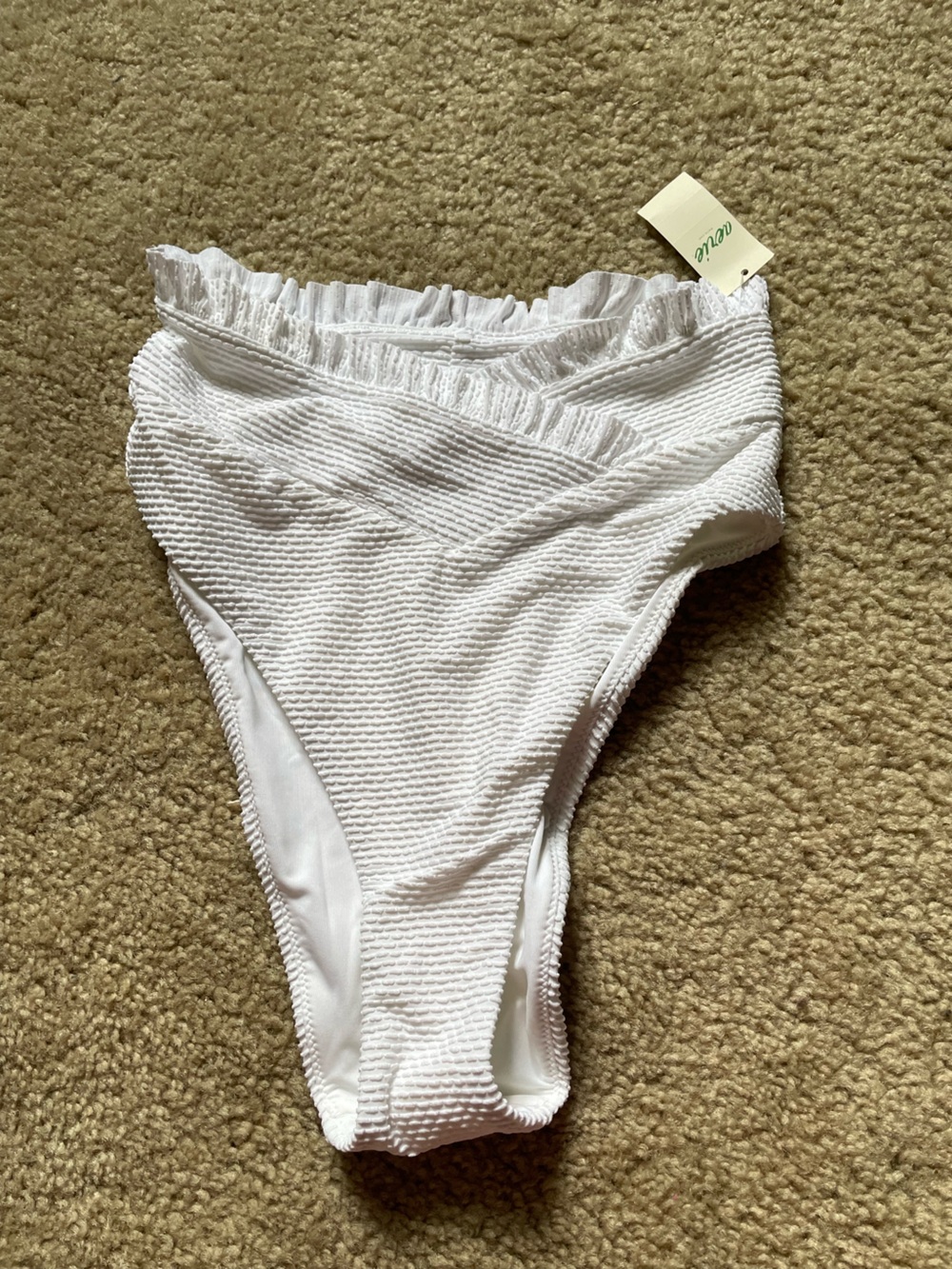 aerie White Smocked Bikini Bottom with Tags